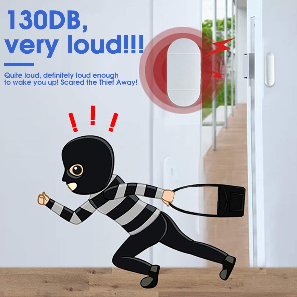 HASTHIP Home Security Window & Door Alarm Bell Sensor Door Window Burglar Alarm 130db,Burglar Alert Sensor with Remote Control,3 Alarm Sounds,Nail Free Installation Home Security System HASTHIP Home Security Window & Door Alarm Bell Sensor Door Window Burglar Alarm 130db,Burglar Alert Sensor with Remote Control,3 Alarm Sounds,Nail Free Installation Home Security System